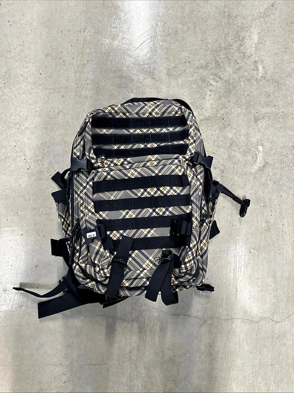 Wolfpak Plaid Backpack in Black & Cream